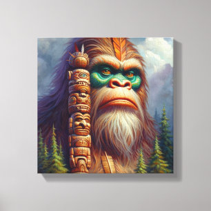 Bigfoot Native American Totem Canvas Print