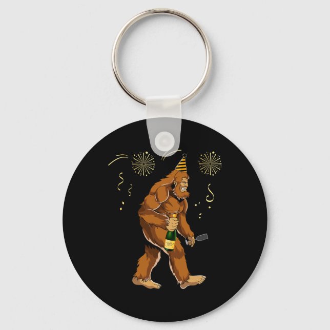 Bigfoot New Year Funny Outfit Sasquatch Holiday 20 Key Ring (Front)