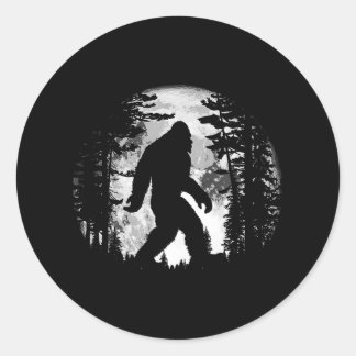 Bigfoot Night Stroll Cool Full Moon & Tree Tunnel Classic Round Sticker