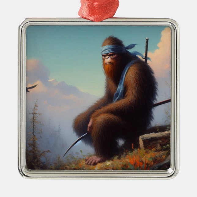 Bigfoot Ninja Metal Tree Decoration (Front)
