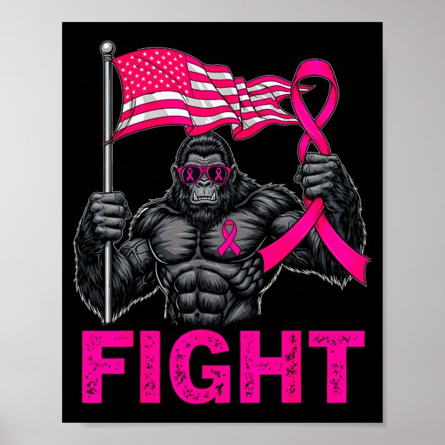 Bigfoot Nk Ribbon Fight Breast Cancer Awareness Me Poster (Front)