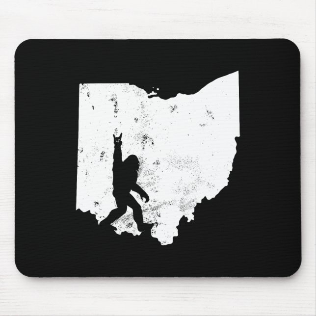 Bigfoot Ohio State Map Sasquatch Men Women Gift  Mouse Pad (Front)