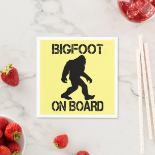 Bigfoot on Board Funny Bigfoot  Napkin