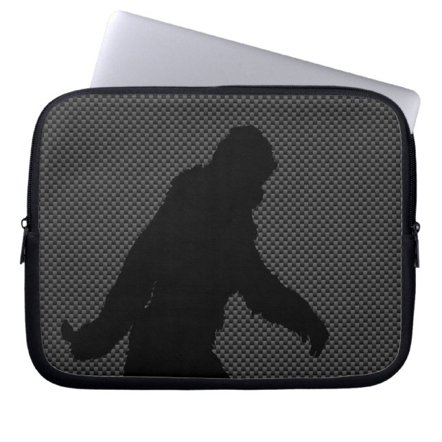 Bigfoot on Carbon Fibre Print Laptop Sleeve (Front)