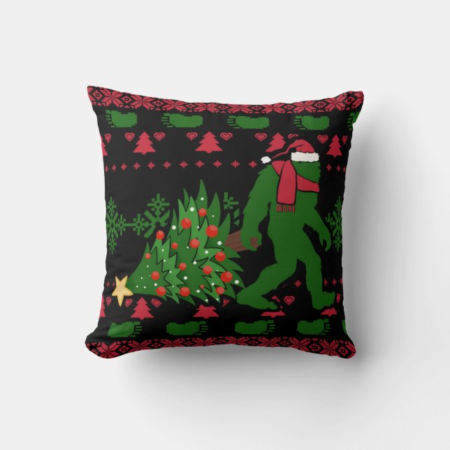 Bigfoot on knit background cushion (Front)