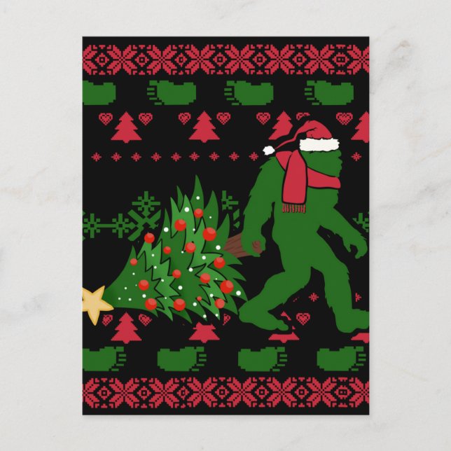 Bigfoot on knit background postcard (Front)