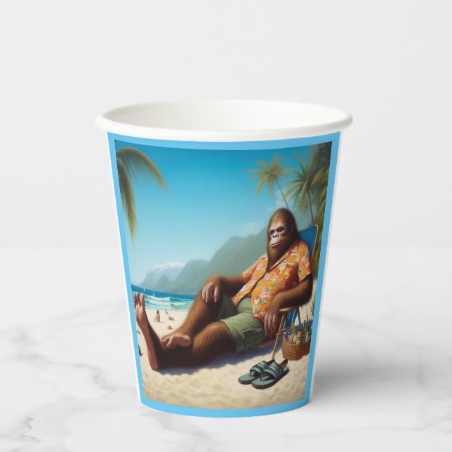 Bigfoot On the Beach Paper Cups (Front)