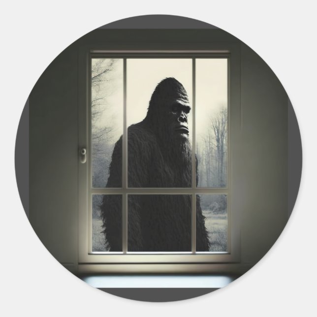 Bigfoot Outside My Window! Classic Round Sticker (Front)