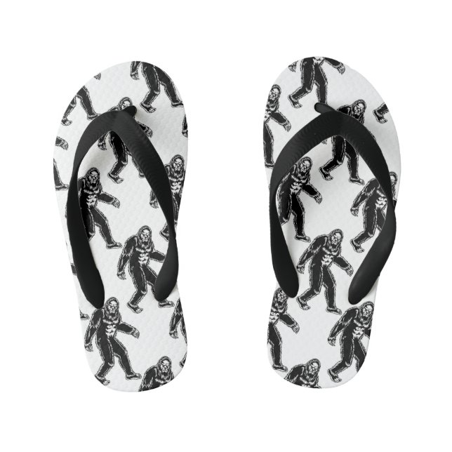 Bigfoot Pattern Black White Sasquatch Monster Kid's Jandals (Footbed)