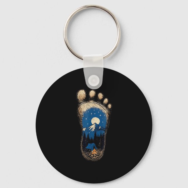 Bigfoot paw print camping mountain sasquatch key ring (Front)