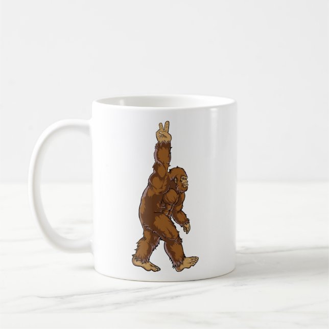Bigfoot Peace Sign Coffee Mug (Left)