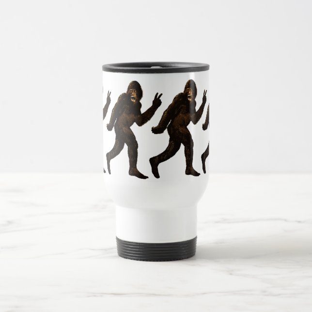 Bigfoot Peace Sign Travel Mug (Center)
