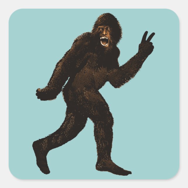 Bigfoot Peace Square Sticker (Front)