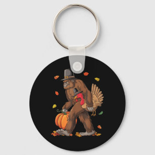 Bigfoot Pilgrim Turkey Pumpkin Thanksgiving Boys K Key Ring