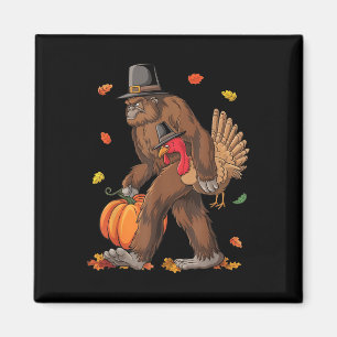 Bigfoot Pilgrim Turkey Pumpkin Thanksgiving Boys K Magnet