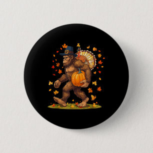 Bigfoot Pilgrim Turkey Pumpkin Thanksgiving Day Bo 6 Cm Round Badge