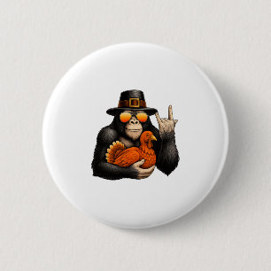Bigfoot Pilgrim Turkey Pumpkin Thanksgiving Day Bo 6 Cm Round Badge