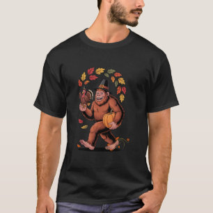 Bigfoot Pilgrim Turkey Pumpkin Thanksgiving Day Bo T-Shirt