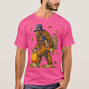 Bigfoot pilgrim turkey pumpkin thanksgiving day bo T-Shirt