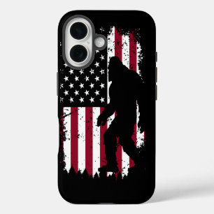 Bigfoot Pine Forest Stars and Stripes Flag iPhone 16 Case