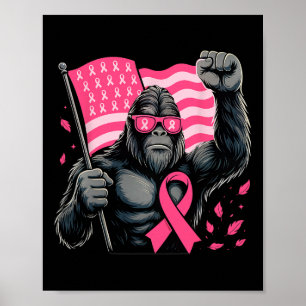 Bigfoot Pink Ribbon Breast Cancer Awareness Month Poster