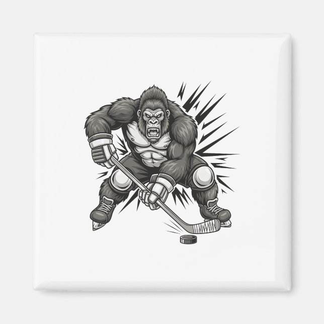 Bigfoot Player Playing Hockey Funny Sasquatch Ice  Magnet (Front)