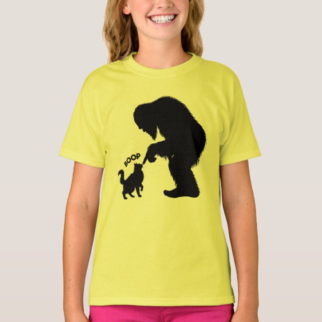 Bigfoot Playful Long Haired Cat Boop  T-Shirt (Front)