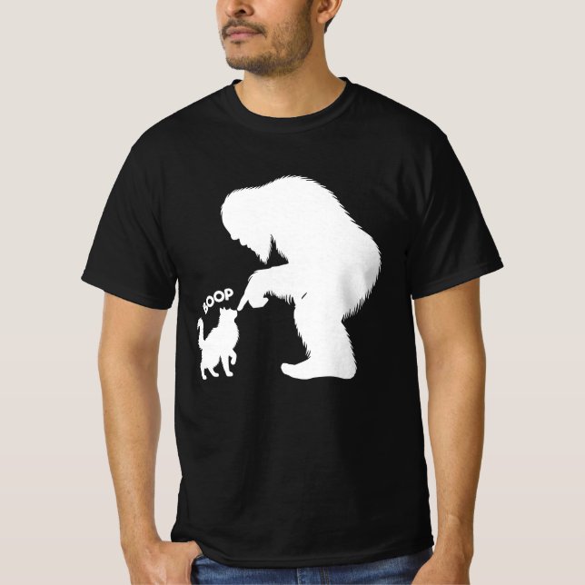 Bigfoot Playful Long Haired Cat Boop T-Shirt (Front)