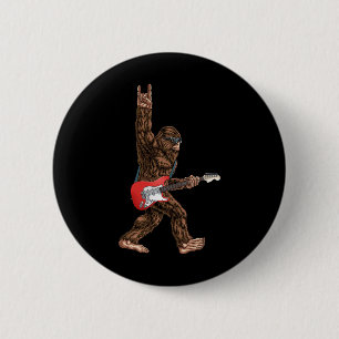 Bigfoot Playing A Electric Guitar Rock On Sasquatc 6 Cm Round Badge