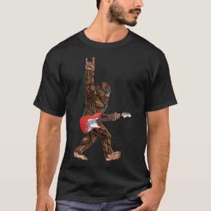 Bigfoot Playing A Electric Guitar Rock On Sasquatc T-Shirt