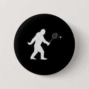 Bigfoot Playing Badminton Shuttle Funny Badminton  6 Cm Round Badge