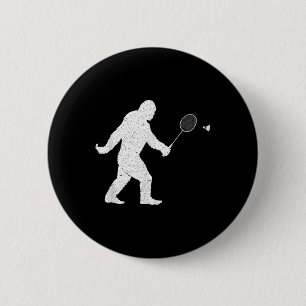 Bigfoot Playing Badminton Shuttle Funny Badminton  6 Cm Round Badge