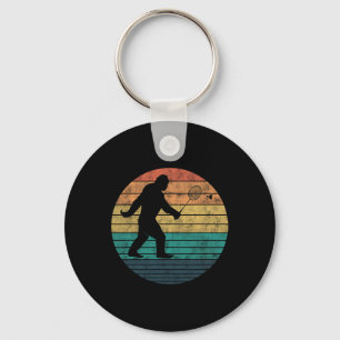 Bigfoot Playing Badminton Shuttle Funny Badminton  Key Ring