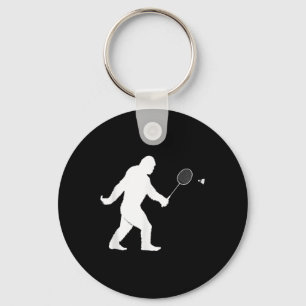 Bigfoot Playing Badminton Shuttle Funny Badminton  Key Ring