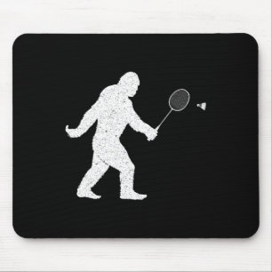 Bigfoot Playing Badminton Shuttle Funny Badminton Mouse Pad