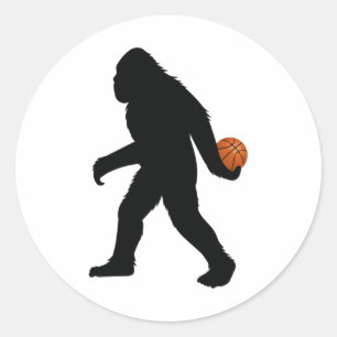 Bigfoot Playing Basketball Classic Round Sticker