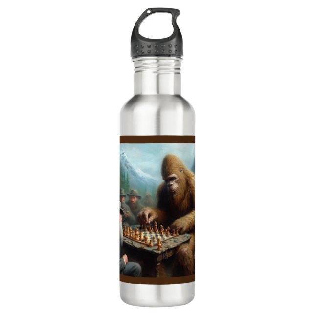 Bigfoot Playing Chess 710 Ml Water Bottle (Front)