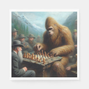 Bigfoot Playing Chess Napkin