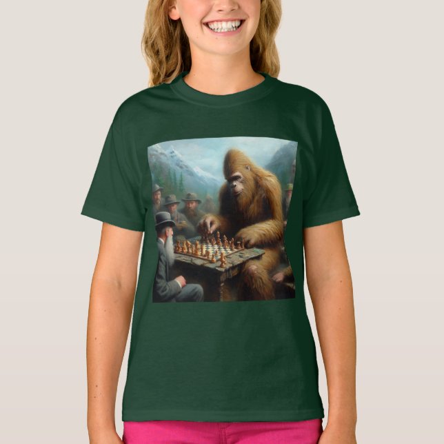 Bigfoot Playing Chess T-Shirt (Front)