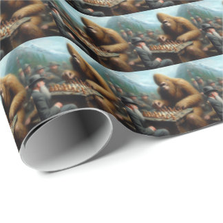 Bigfoot Playing Chess Wrapping Paper