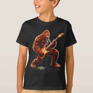 Bigfoot playing electric guitar funny guitarist T-Shirt