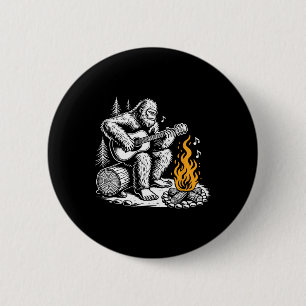 Bigfoot Playing Guitar Campfire Funny Camping Outd 6 Cm Round Badge