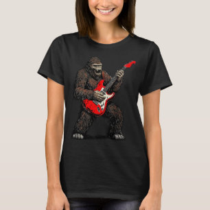 Bigfoot playing guitar rock music band sasquatch T-Shirt