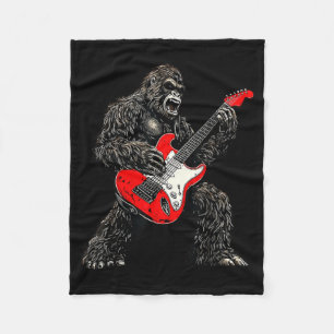 Bigfoot Playing Guitar Rock Music Lover Sasquatch Fleece Blanket