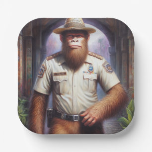 Bigfoot Policeman Paper Plate