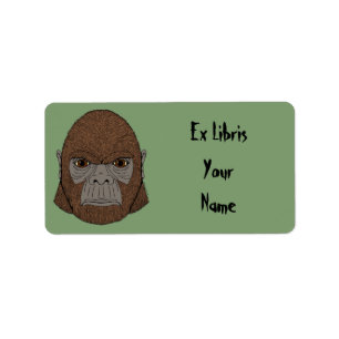 Bigfoot Portrait 1 (Ape-Like) Bookplate Label