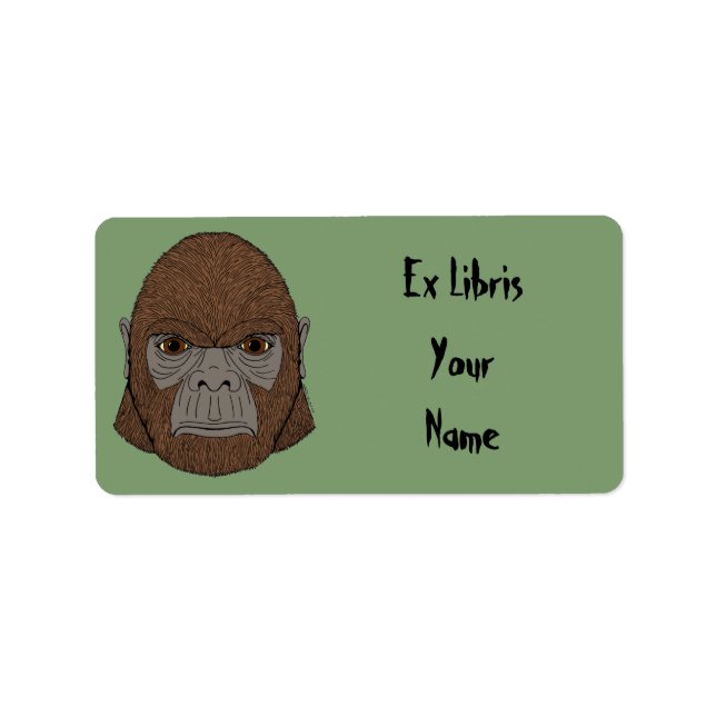 Bigfoot Portrait 1 (Ape-Like) Bookplate Label (Front)