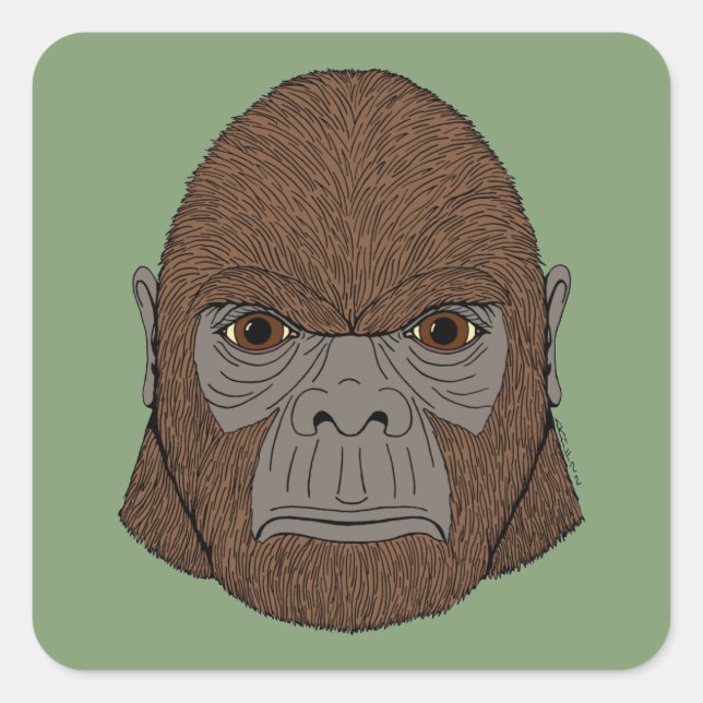 Bigfoot Portrait 1 (Ape-Like) Square Sticker (Front)