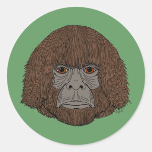 Bigfoot Portrait 2 (Human-Like) Classic Round Sticker