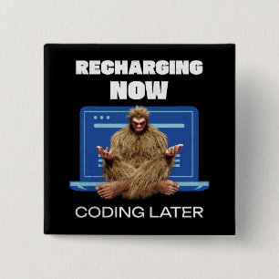 Bigfoot Programmer Coder Software Developer  15 Cm Square Badge